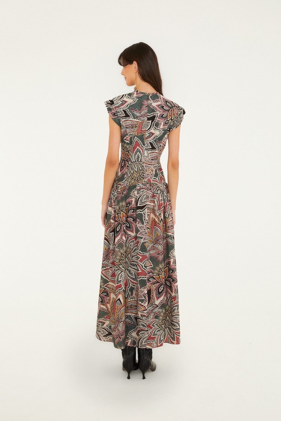 Tapestry Flowers Sleveless Maxi Dress