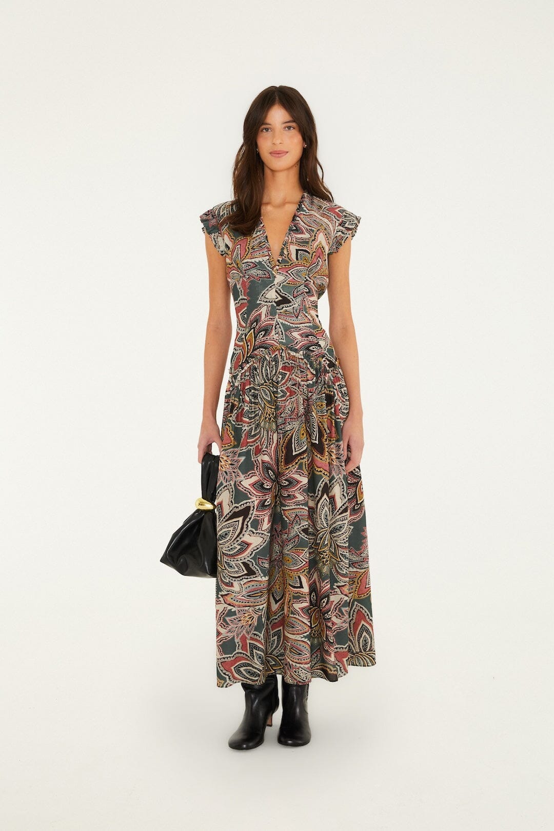 Tapestry Flowers Sleveless Maxi Dress