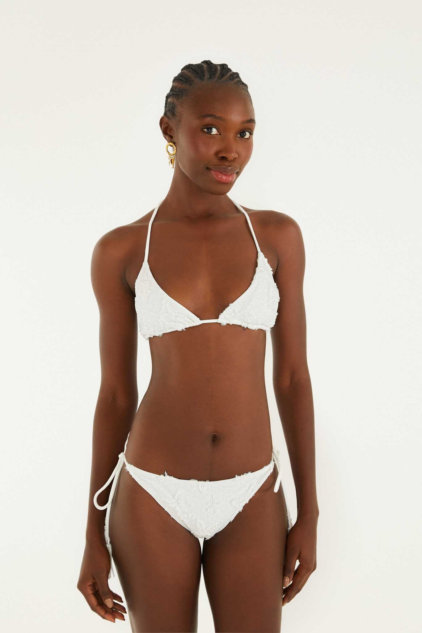 FARM Rio model wearing the Triangle Bikini Top With Tie On The Neck