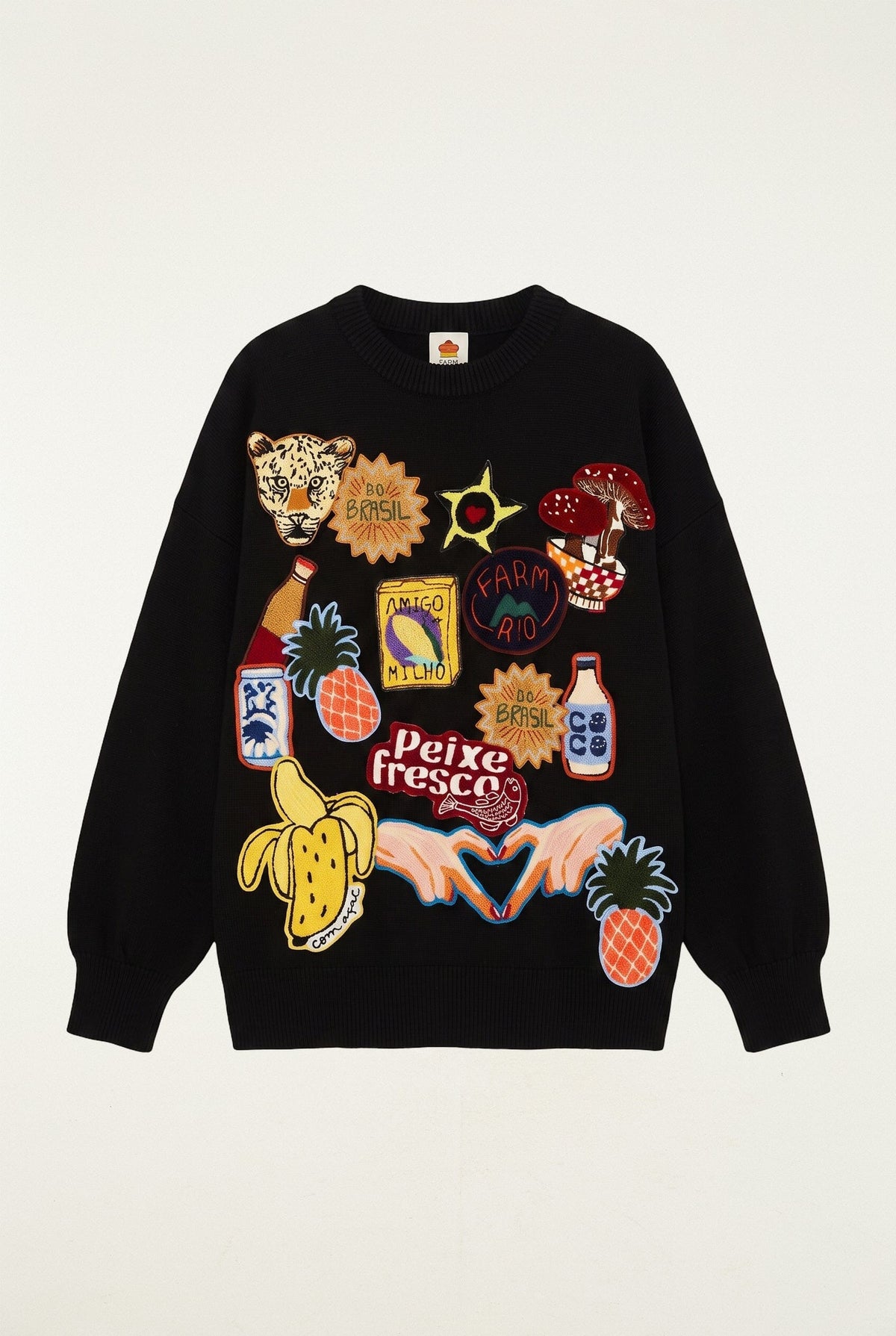 Maglione in maglia con toppa tropicale