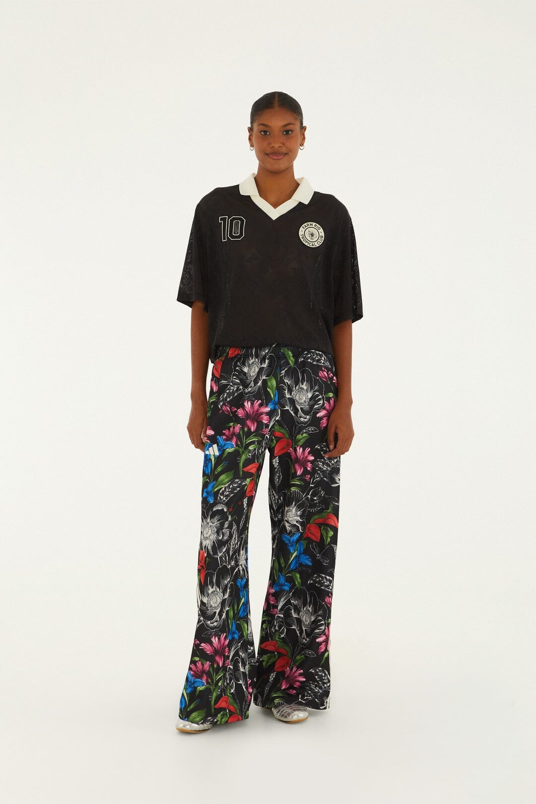 T-shirt Adidas in pizzo nero