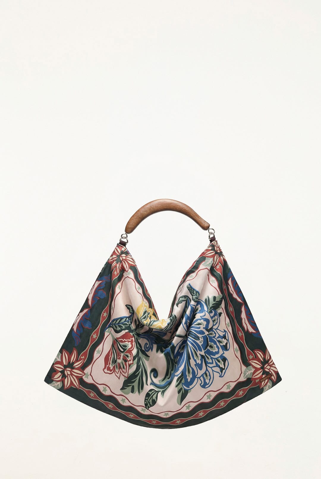 FARM Rio model wearing the Velvet Wood Handle Small Scarf Bag