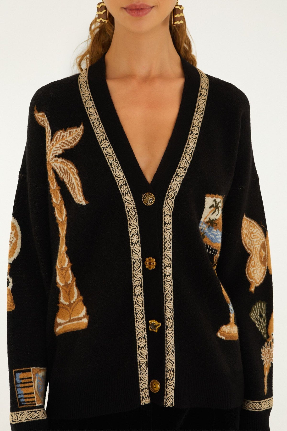Vintage Sourvenirs Buttoned Knit Cardigan