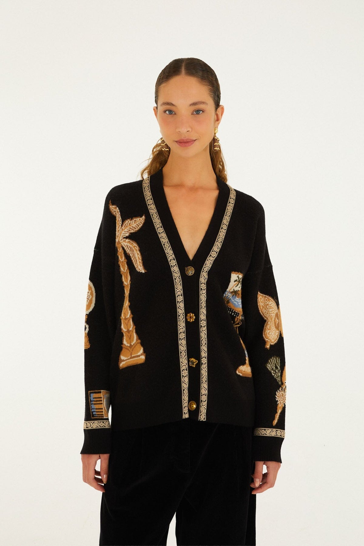 Vintage Sourvenirs Buttoned Knit Cardigan