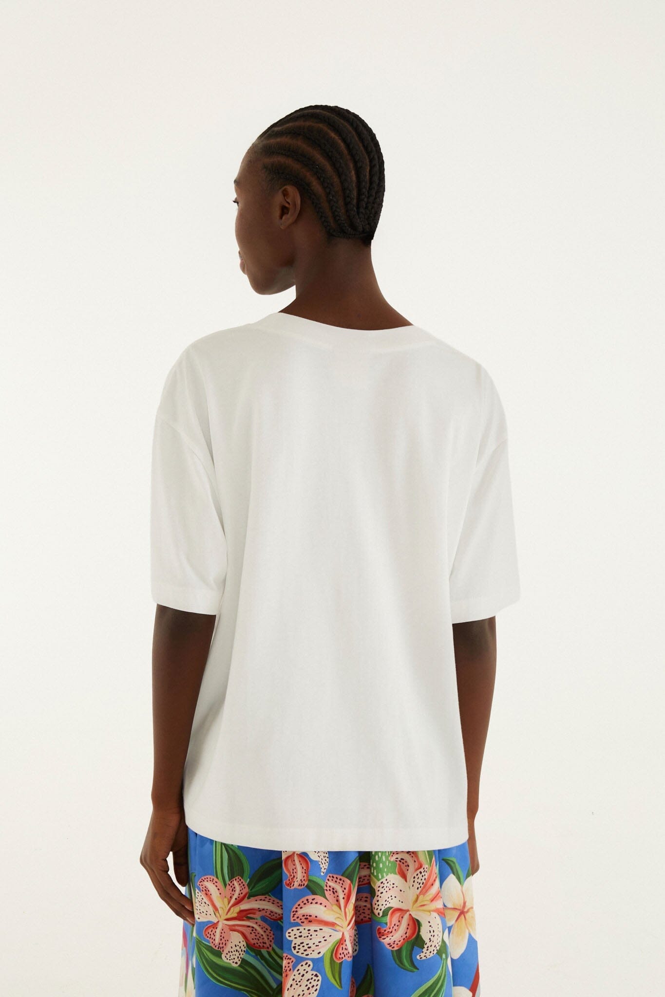 White Tropical Rose Organic Cotton T-Shirt