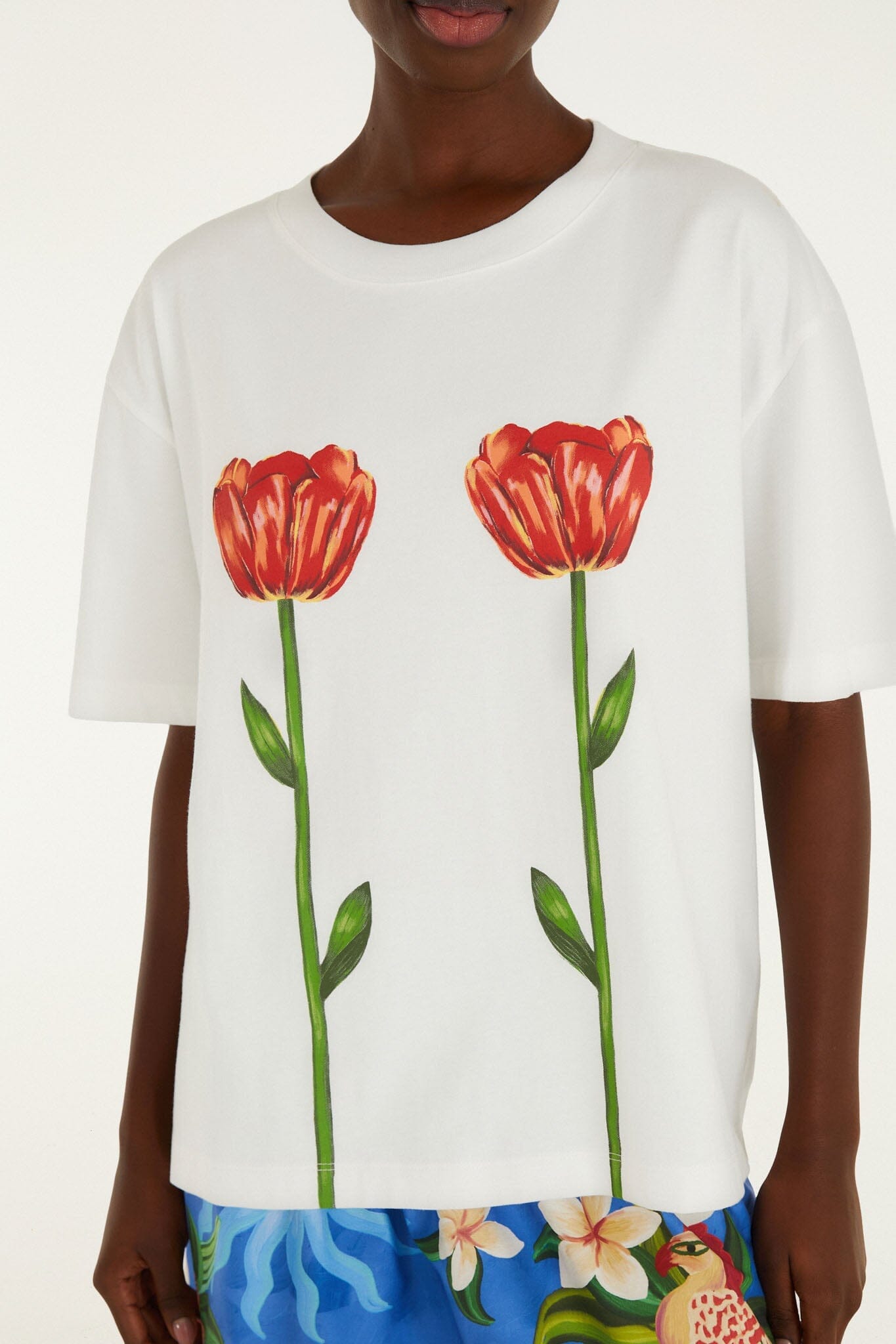 White Tropical Rose Organic Cotton T-Shirt