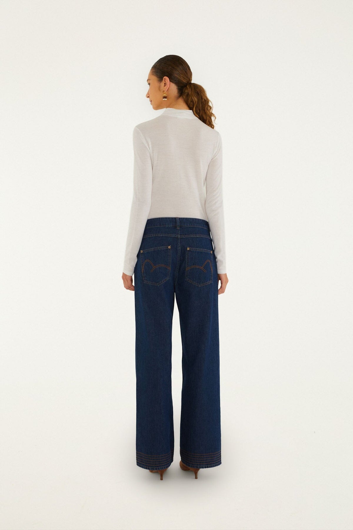 FARM Rio model wearing the Wide-Leg Denim Trousers