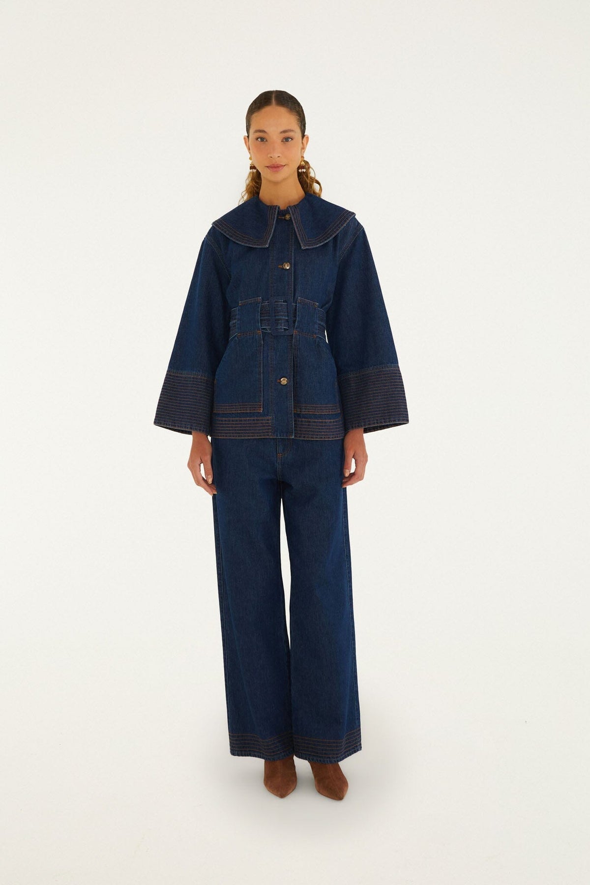 Pantalon en denim à jambes larges