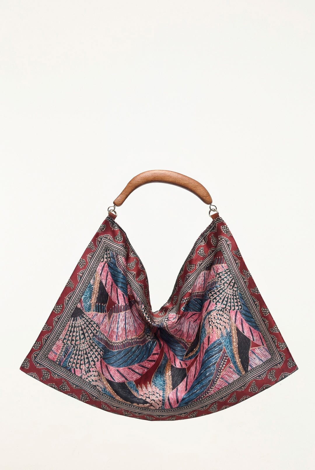 Wood Handle Large Scarf Bag