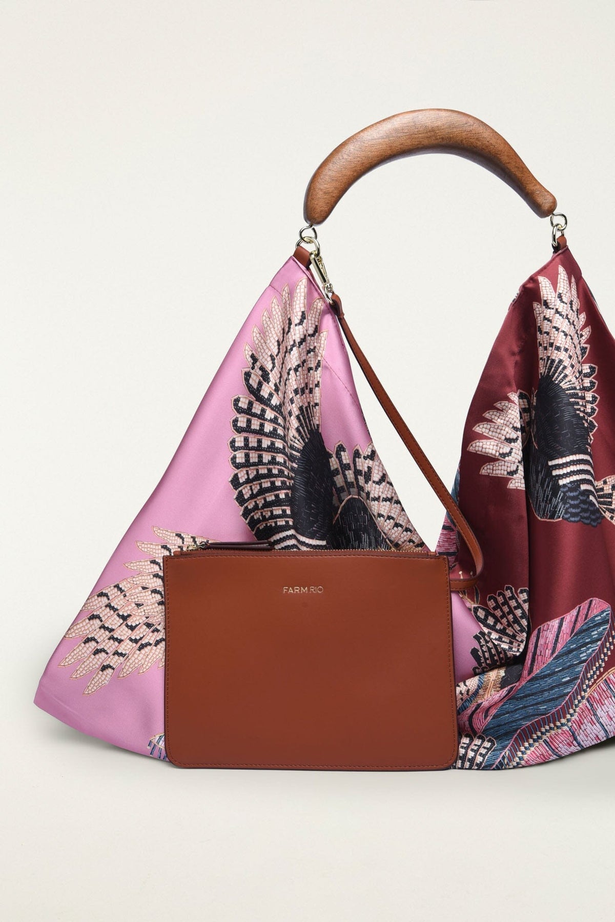 Wood Handle Large Scarf Bag
