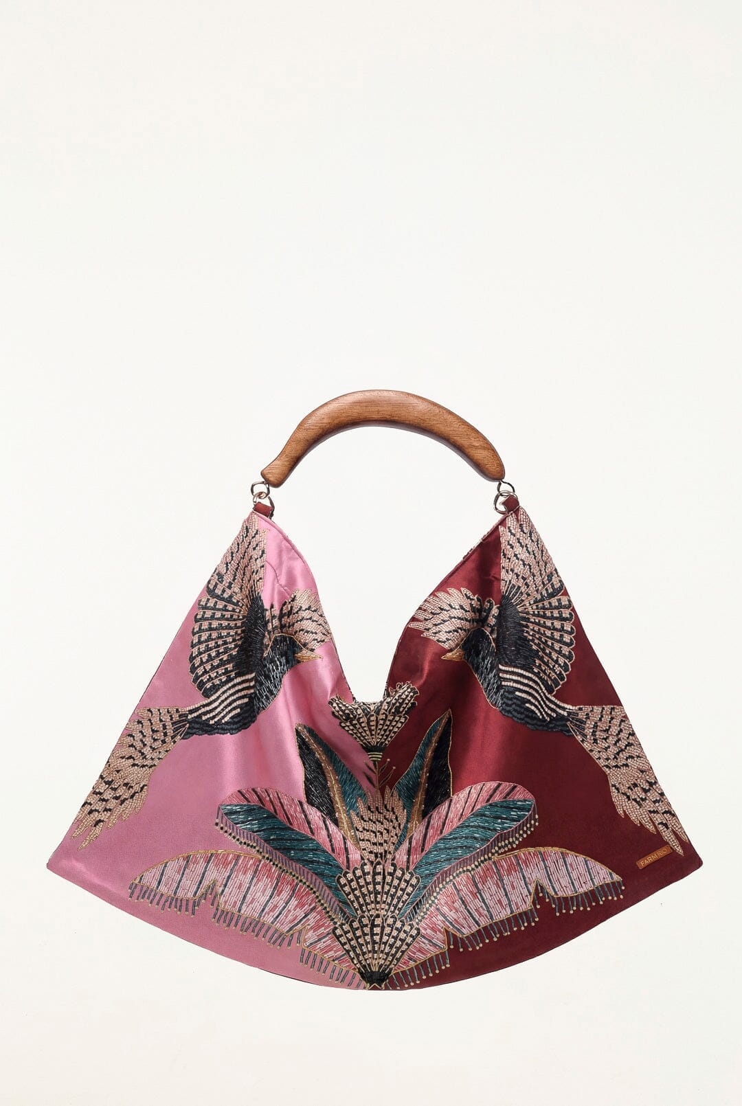 Wood Handle Large Scarf Bag