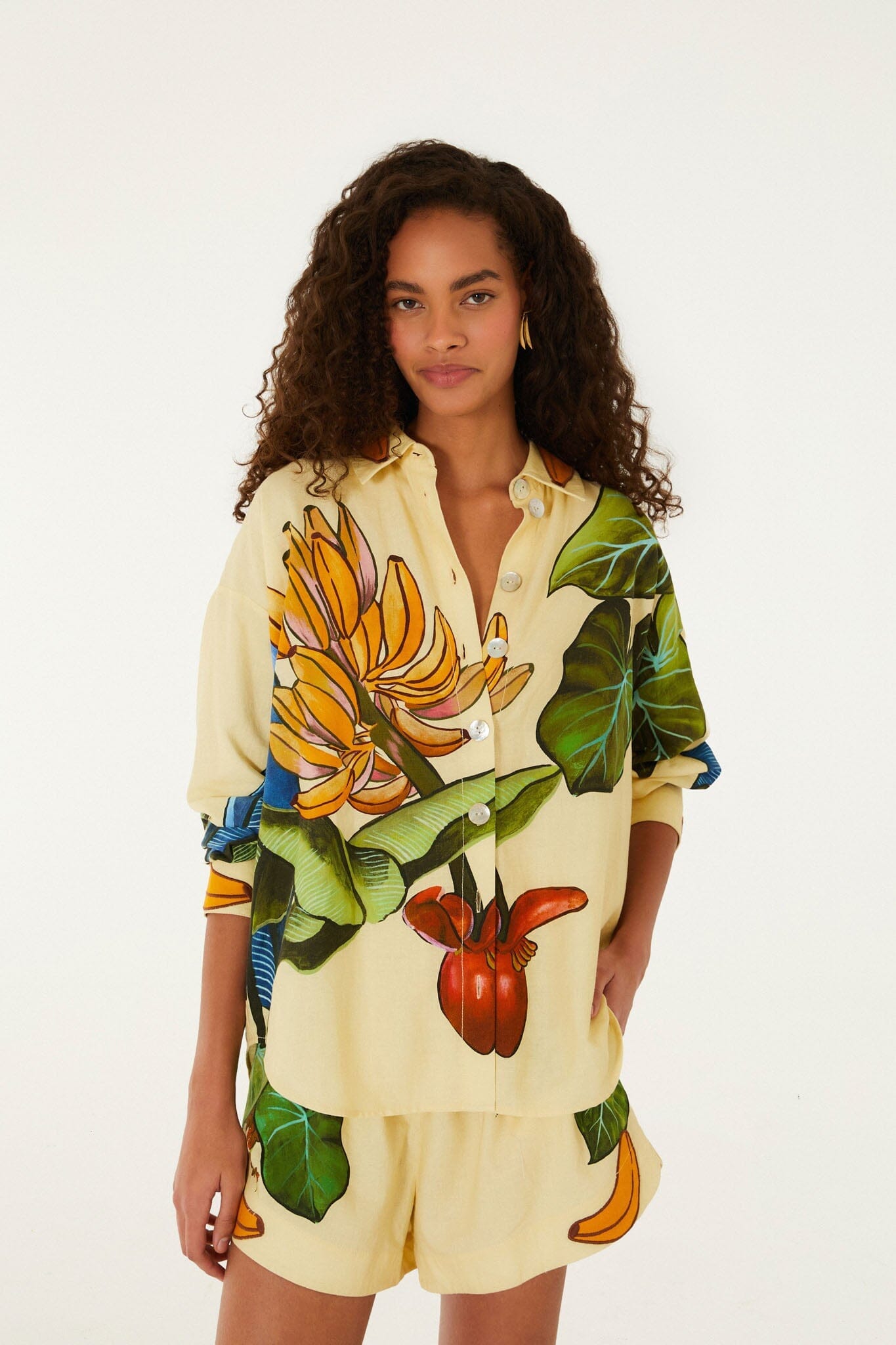 Yellow Banana Grapes Drawstring Lenzing Ecovero Euroflax Shorts