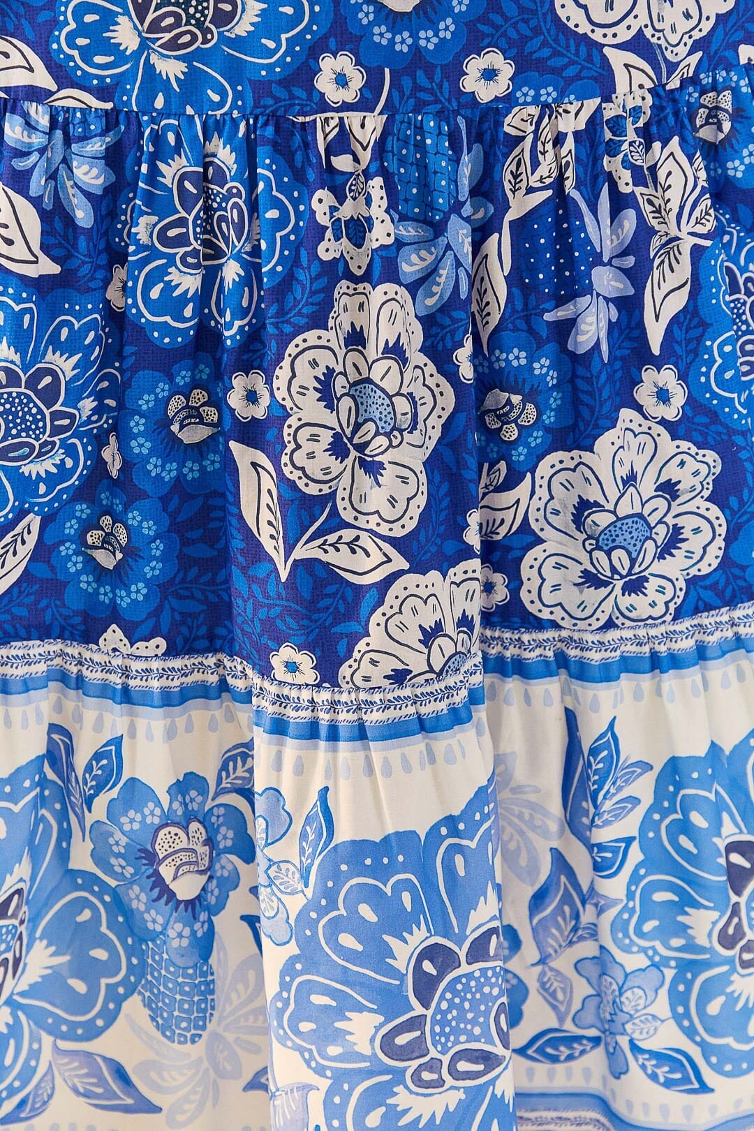 farm rio blue full of flowers organic cotton midi dress Farm Rio Full of Flowers Sweetheart Midi Dress