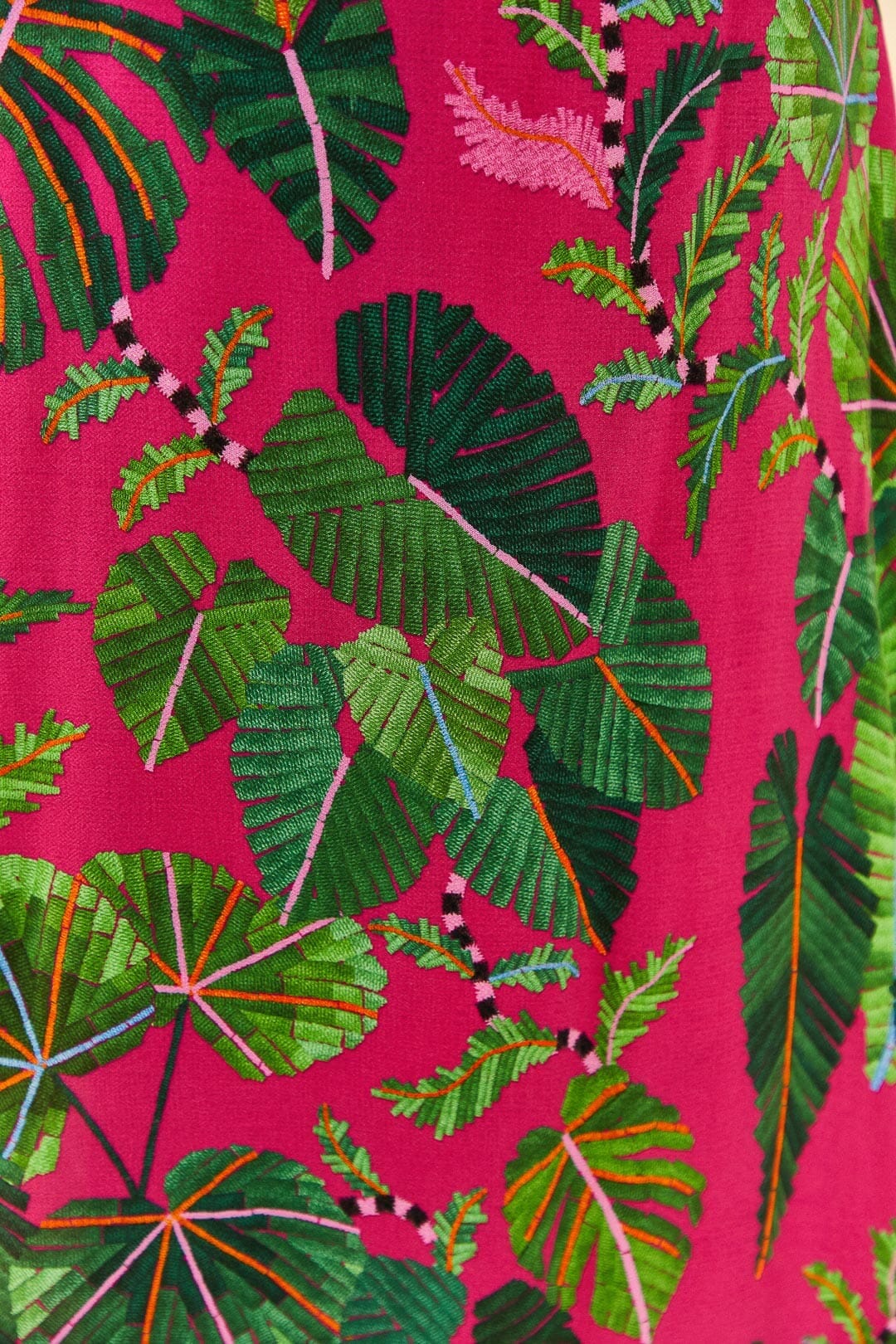 Pink Leaves Maxi Dress FARM Rio Pink Leaves Maxi Dress FARM Rio
