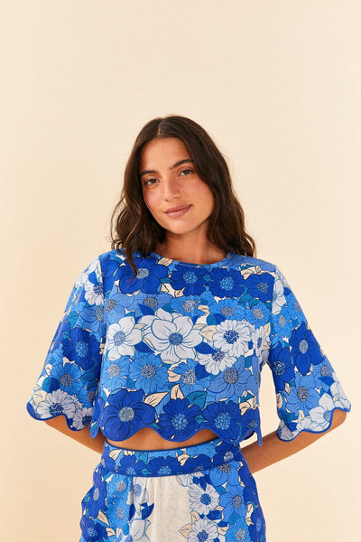 Blue Flower Stripes Crop Top – FARM Rio