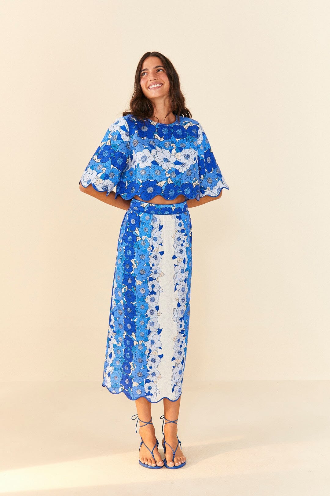 Blue Flower Stripes Crop Top – FARM Rio