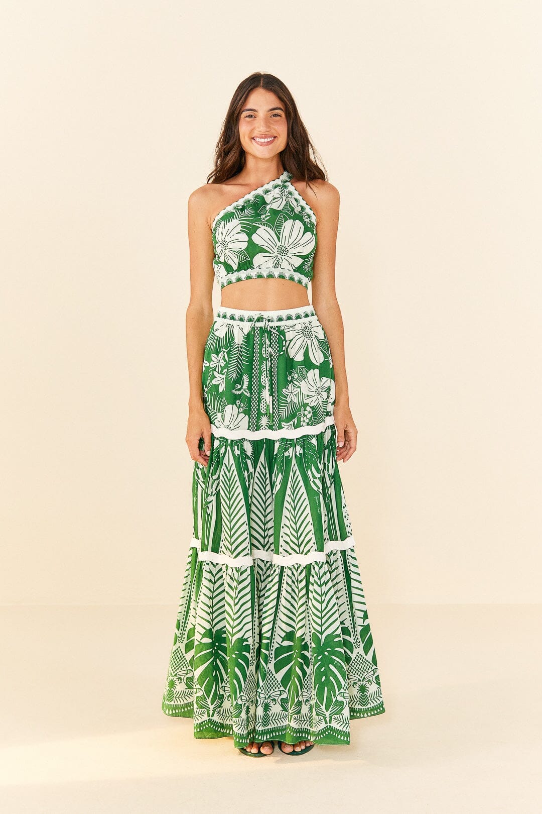 Off-White Macaw Elegance Maxi Skirt FARM Rio Off-White Macaw Elegance Maxi Skirt FARM Rio