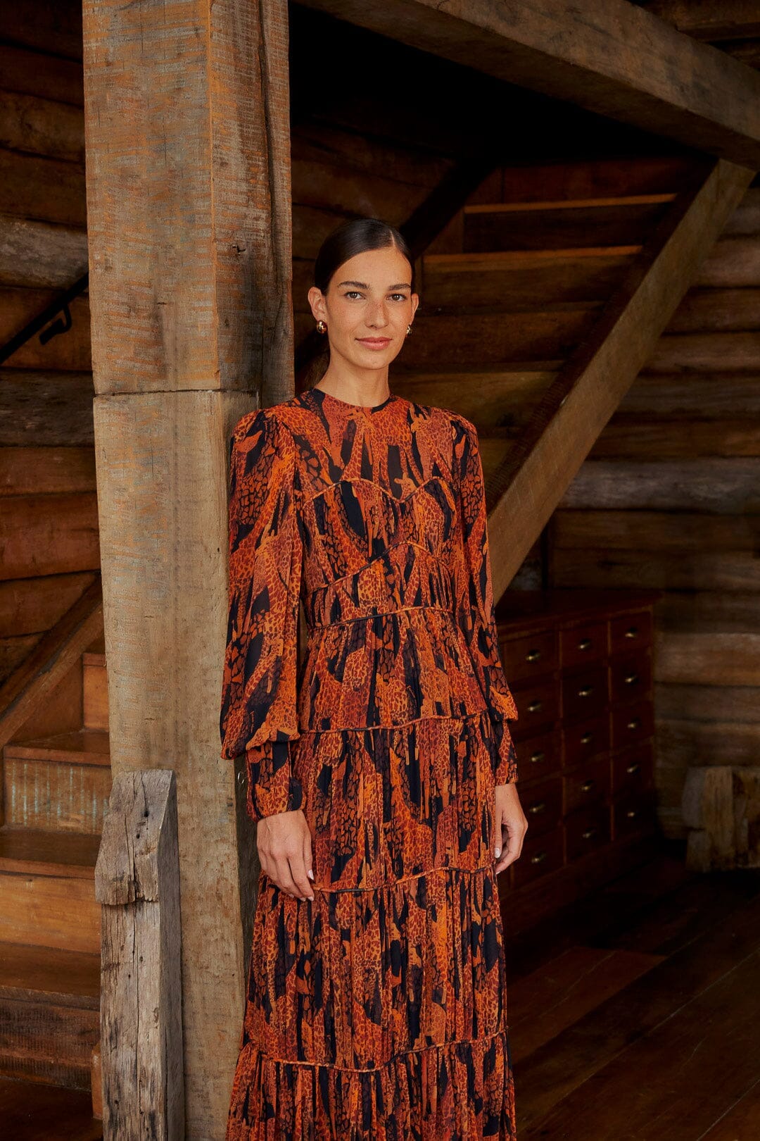 farm rio black coconut grove puff sleeve maxi dress Farm Rio Coconut Grove Puff-Sleeve V-Neck Maxi Dress