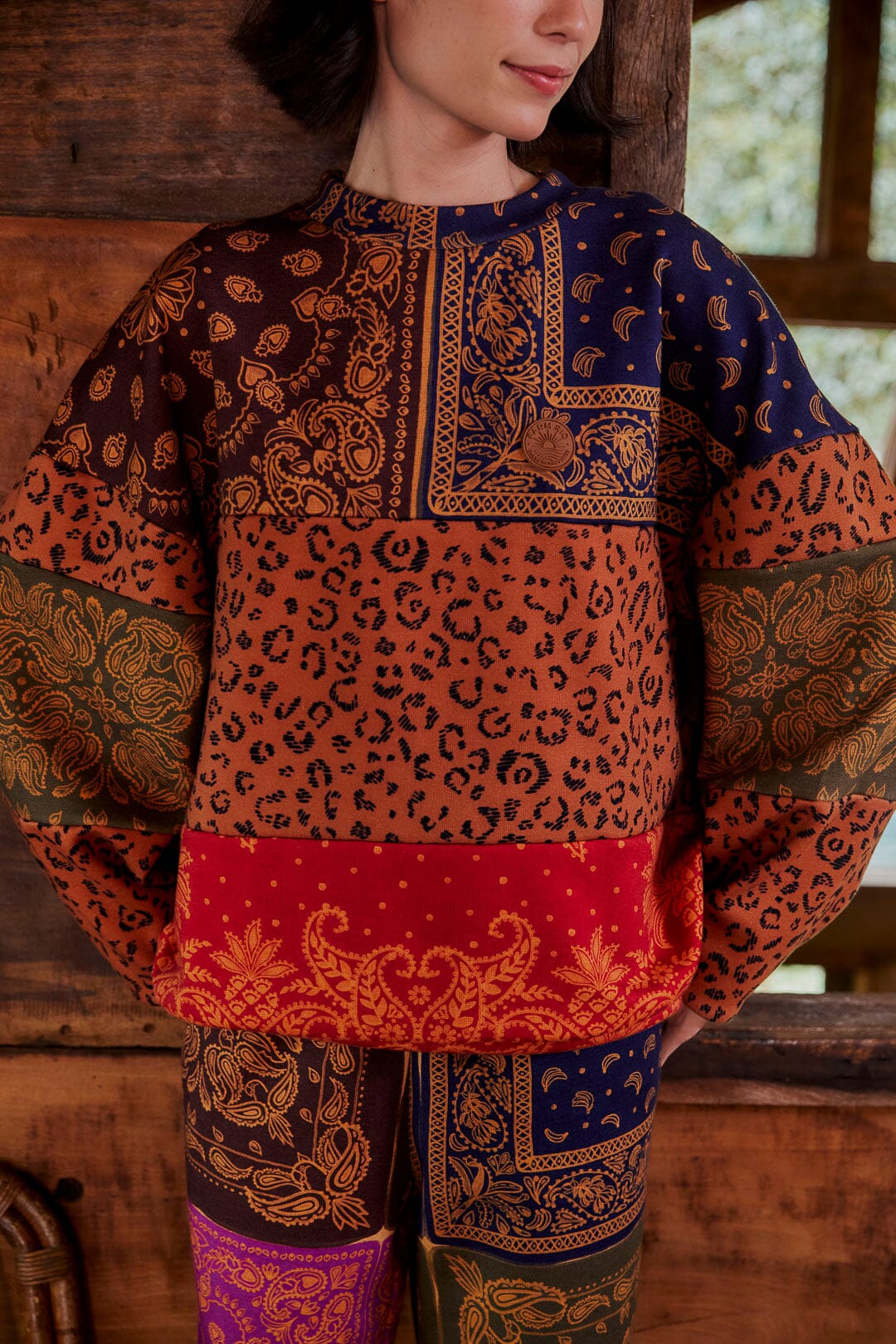 Bandana Dream - Sweat-shirt à texture léopard mélangée