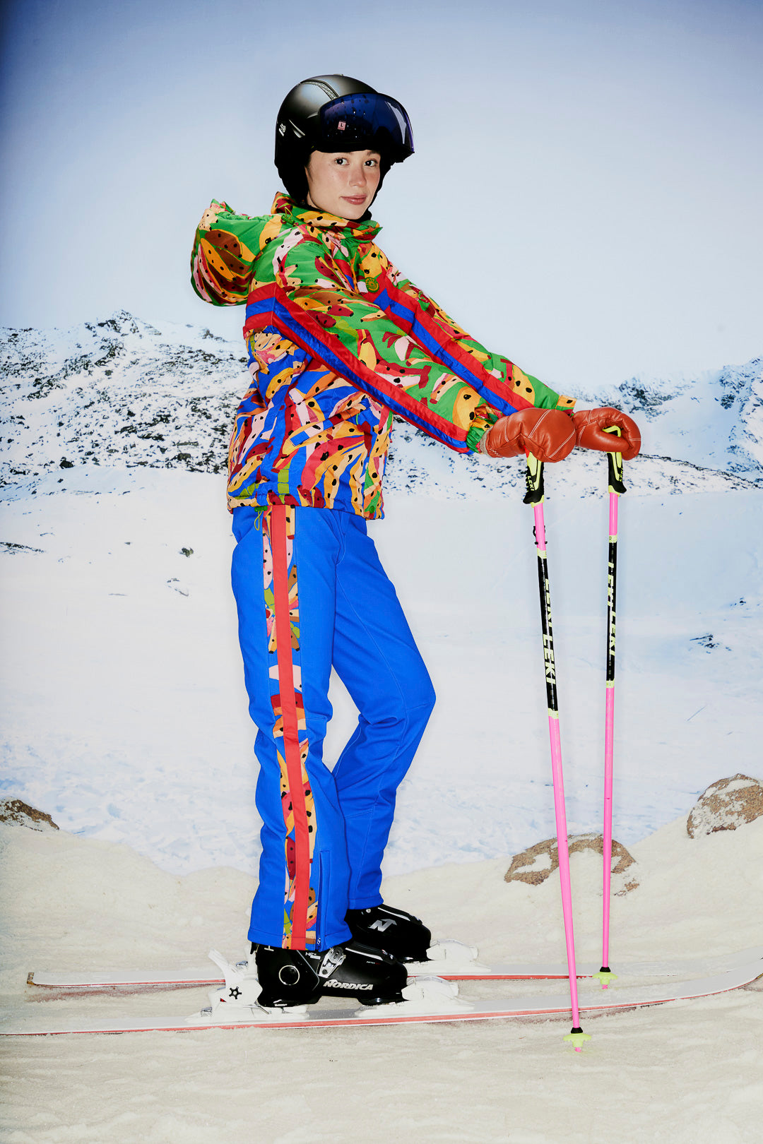 Pantalon de ski bananes colorées bleues