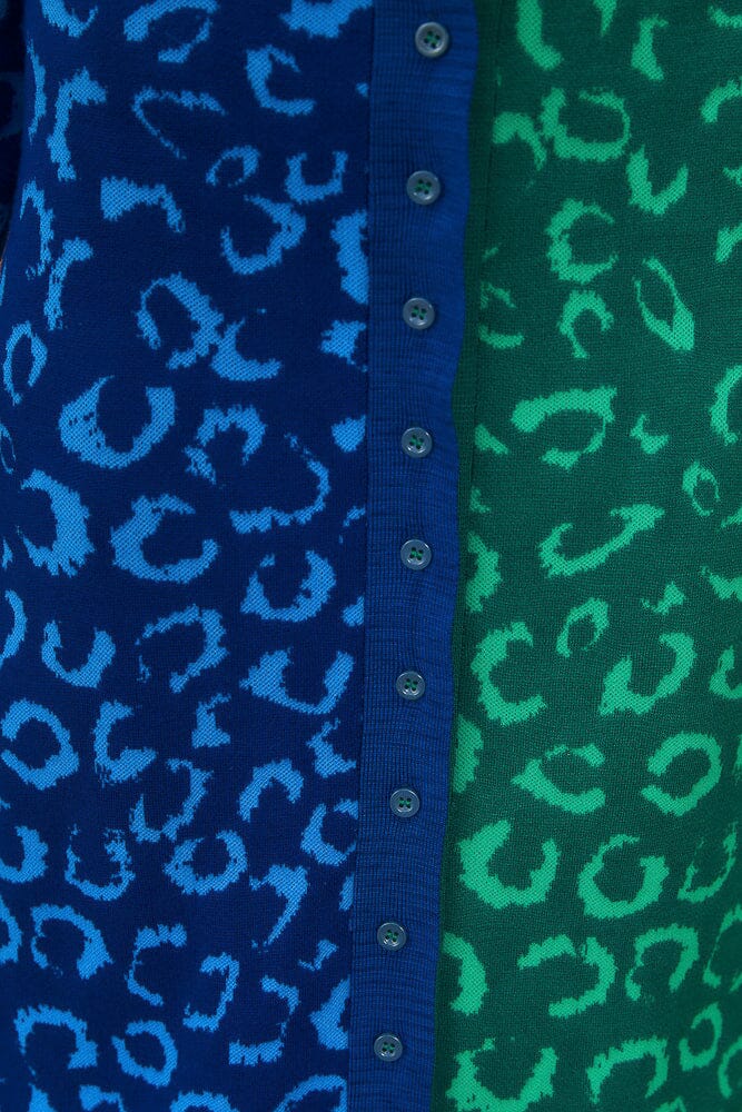 Robe cardigan midi en tricot à léopards mélangés