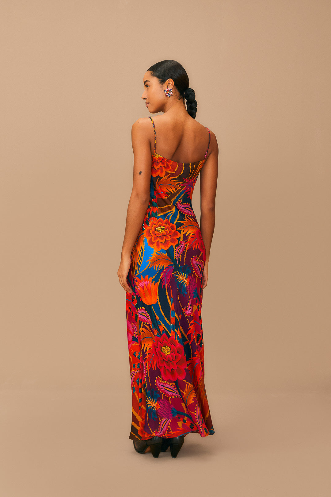 Vintage Wave Multicolor Lenzing™ Ecovero™ Viscose Maxi Dress