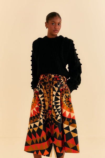 み　Willow heart button long skirt Black Heart Deco Button Down Midi Skirt – FARM Rio