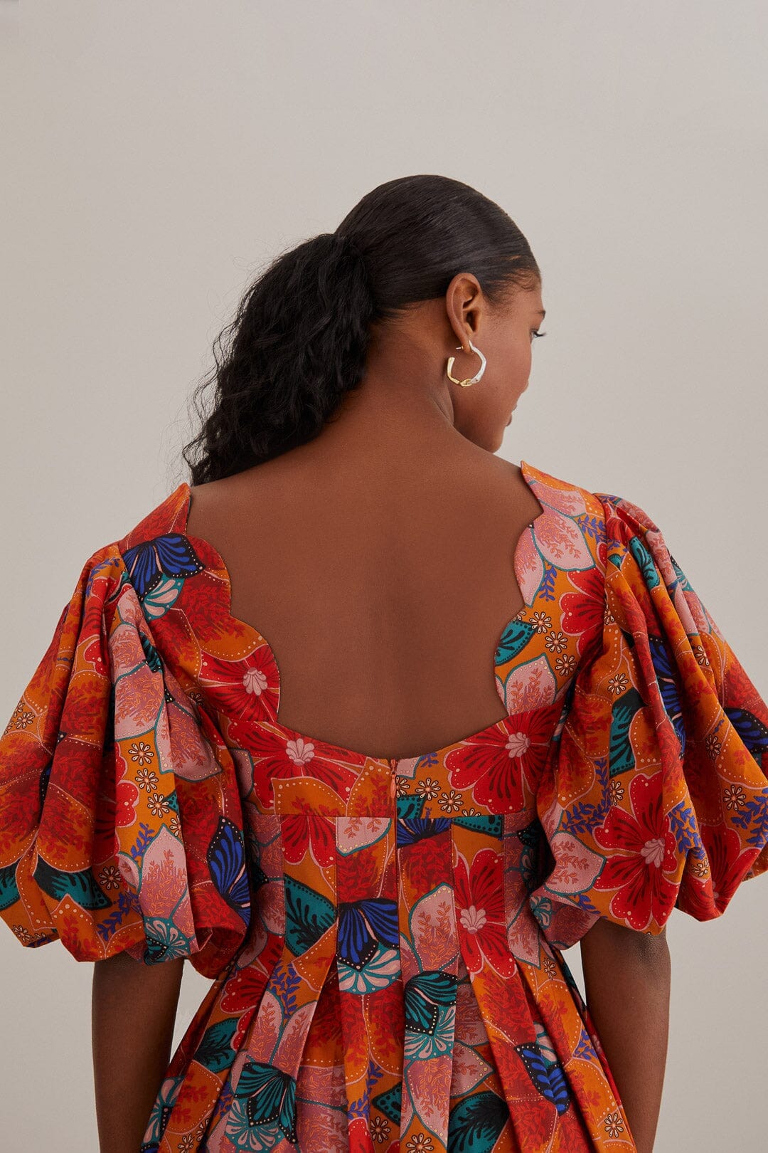 Orange Marias Floral Cut-Out Midi Dress FARM Rio Orange Marias Floral Cut-Out Midi Dress FARM Rio