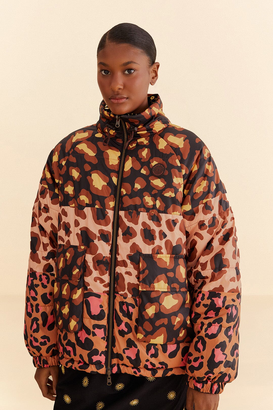 Leopard print puffer on sale coat