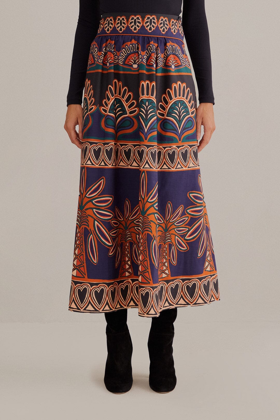 farm rio anika cotton printed midi dress Farm Rio Cornely Anika Printed Jersey Midi Dress In Cornely Ainika Black - 80% Off