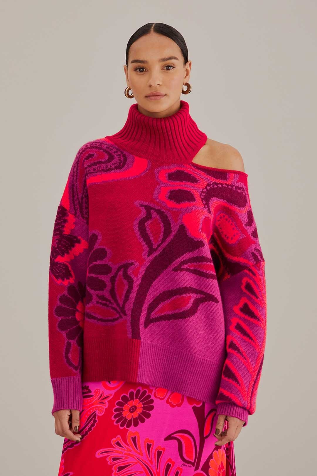 Pink Bold Floral Knit Sweater – FARM Rio