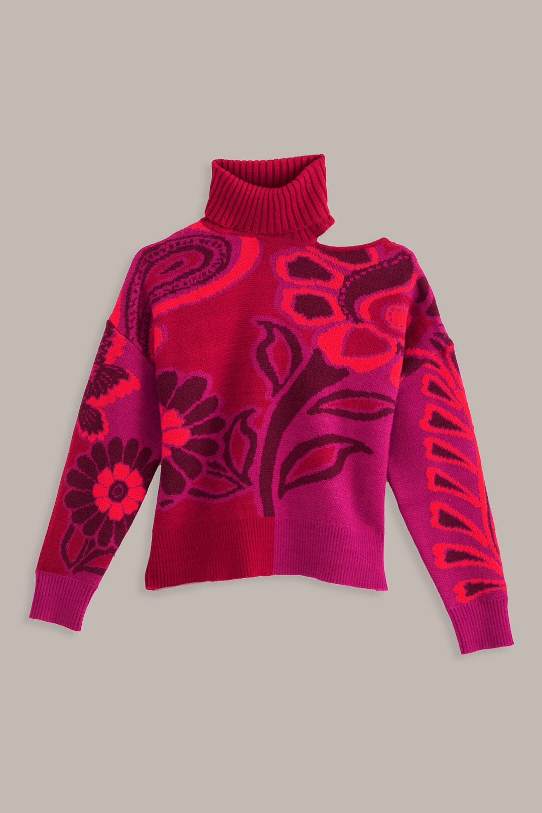 Pull rose en tricot à fleurs audacieuses