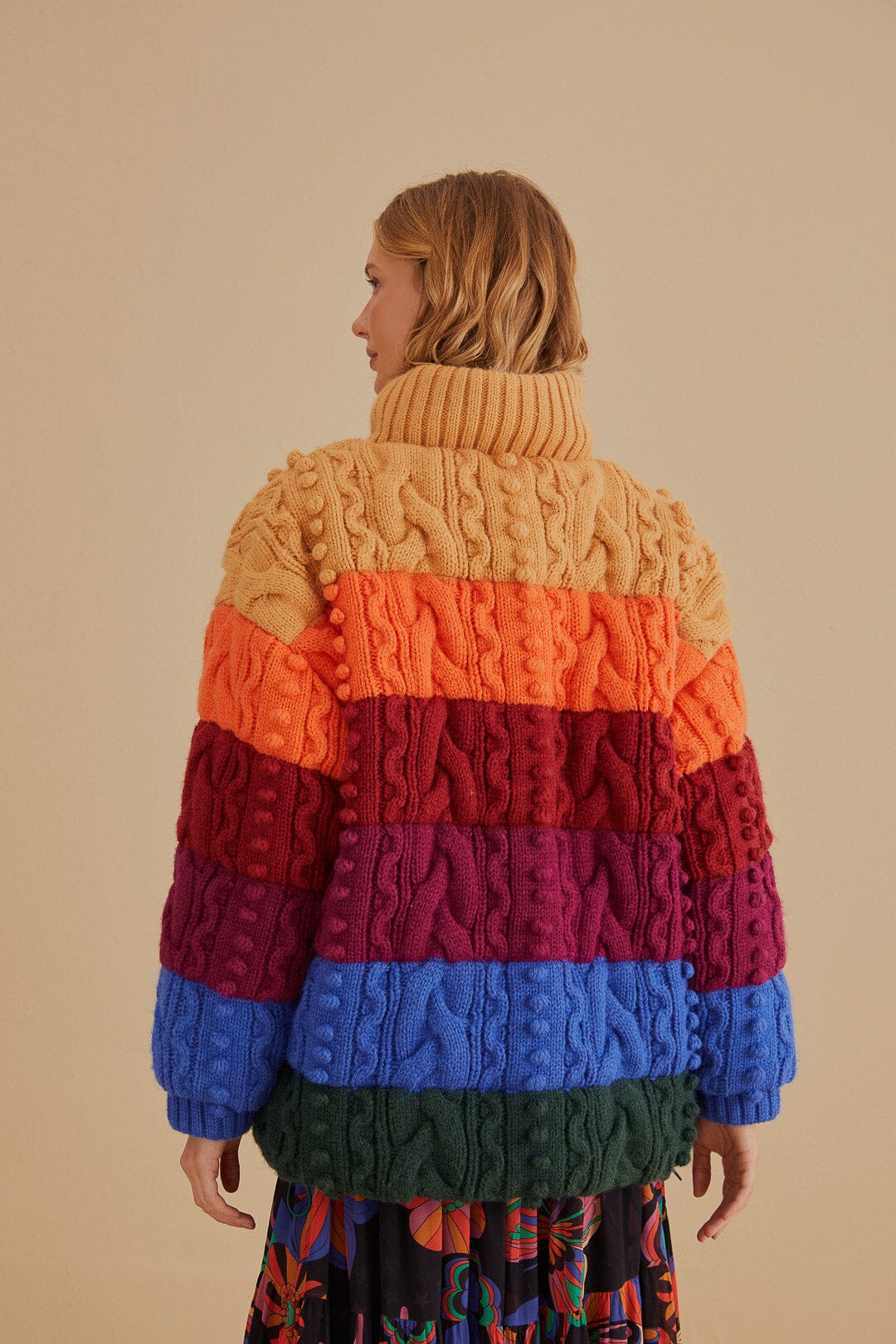 Doudoune réversible en tricot à rayures colorées