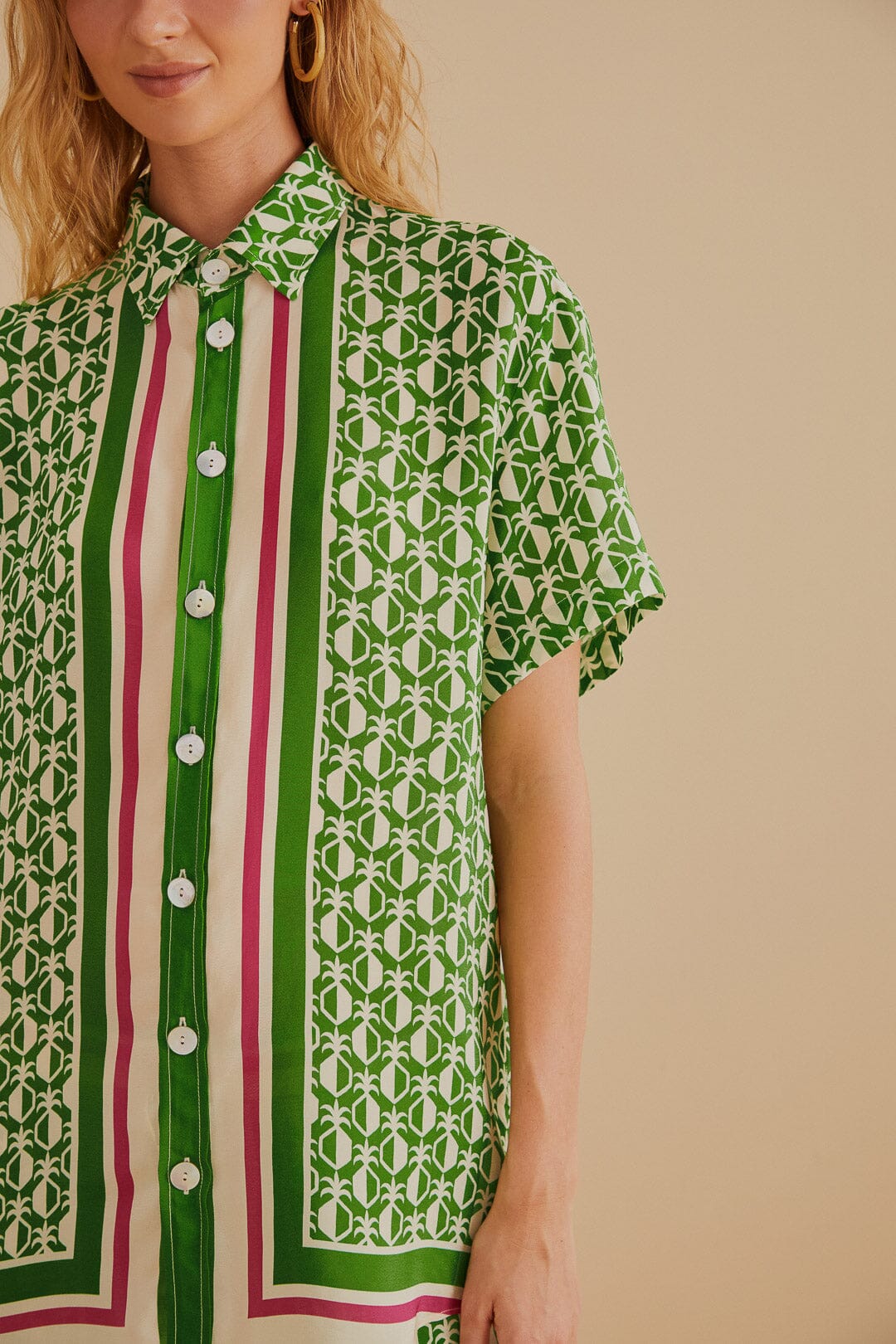 Green Pineapple Scarf Shirt