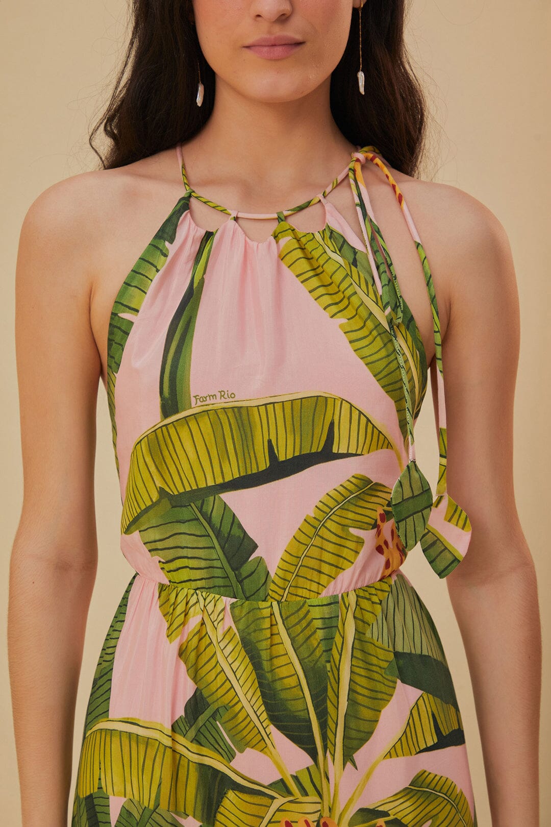 farm rio pink leaves midi dress Leaves Midi Dress