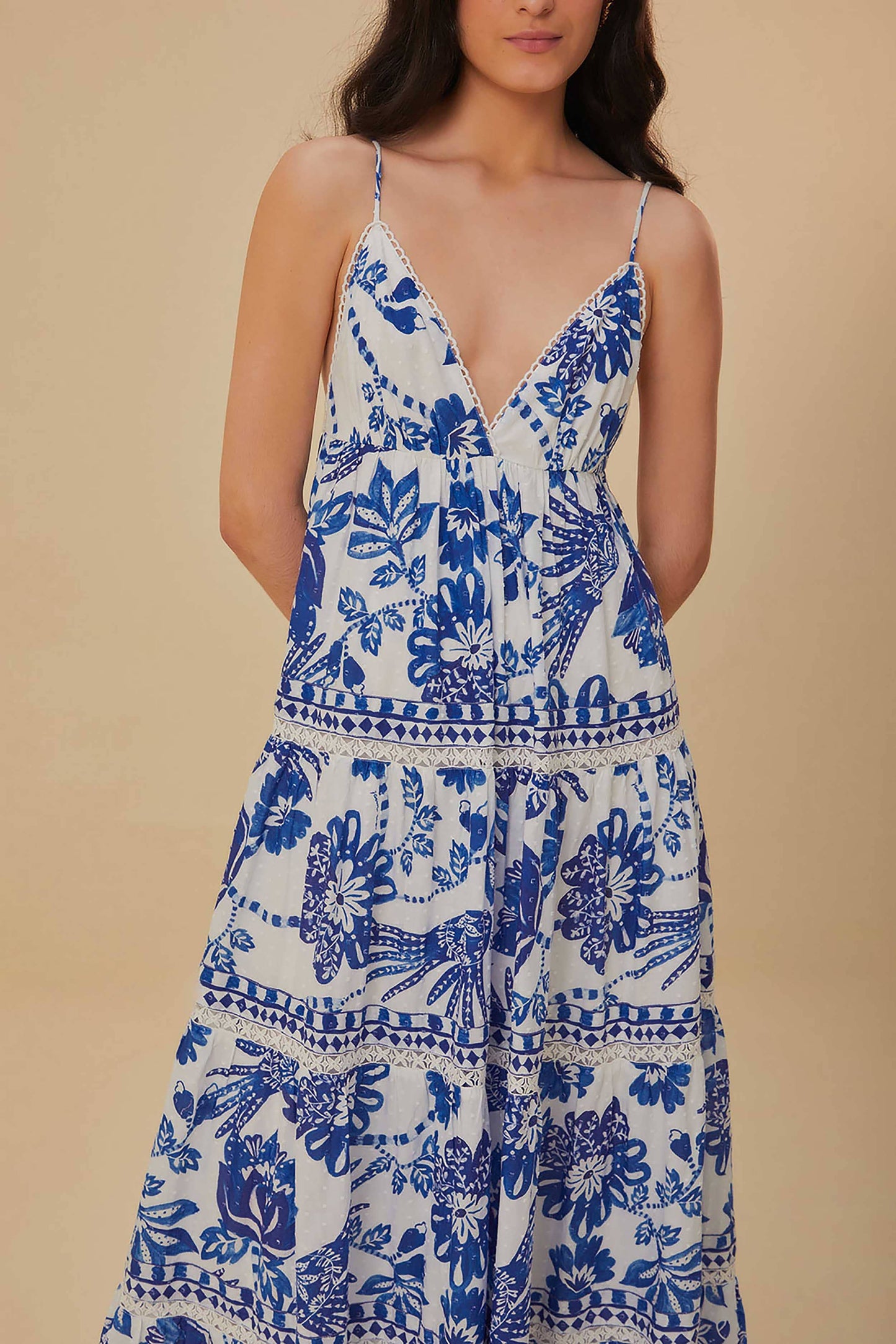 farm rio flowerful birds maxi dress Off-White Flowerful Birds Maxi Dress FARM Rio