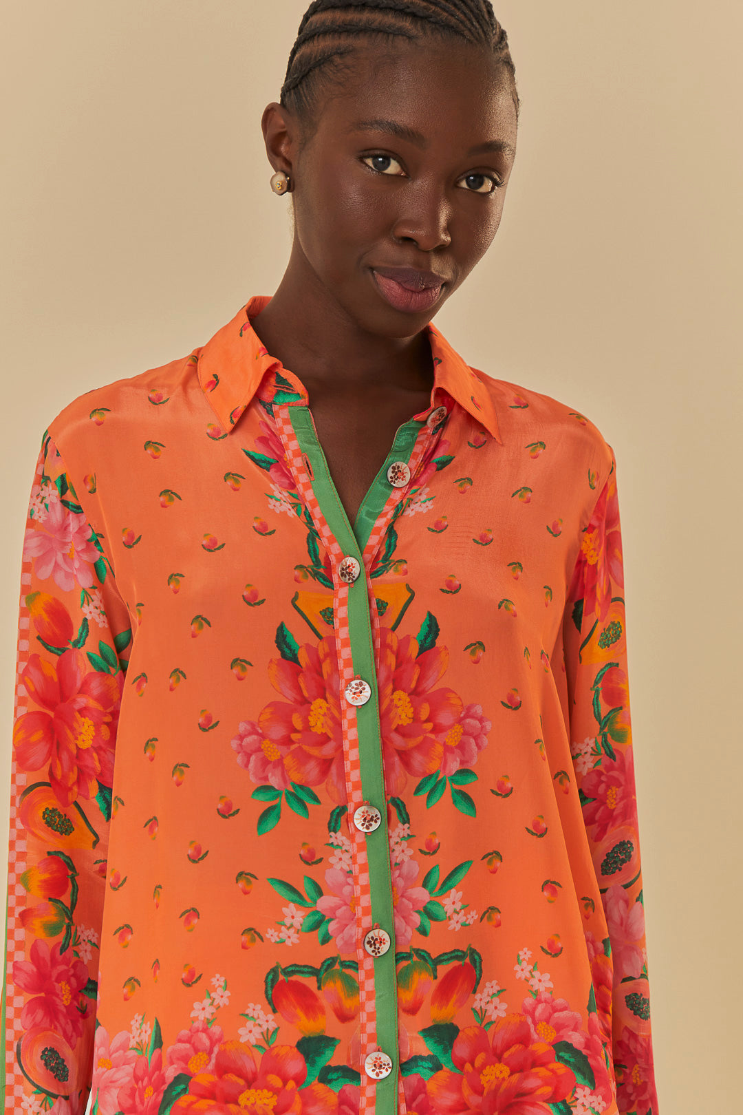Orange Fruit Garden Scarf Long Sleeve Shirt