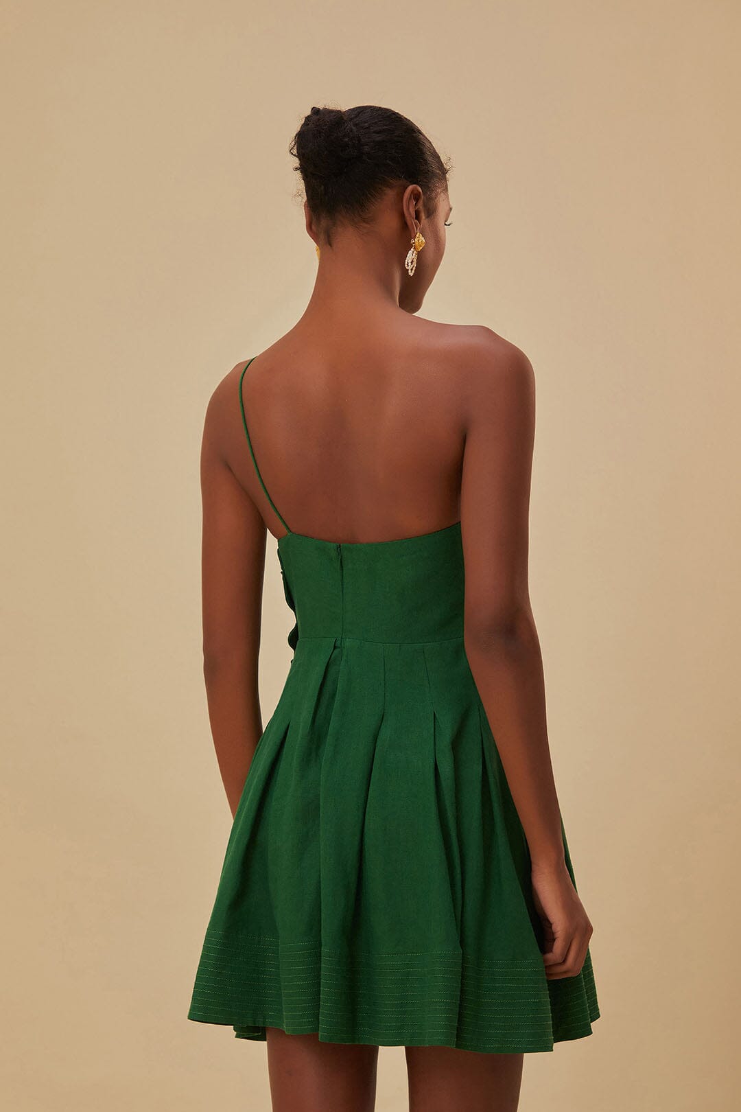 Green One Shoulder Lea Mini Dress