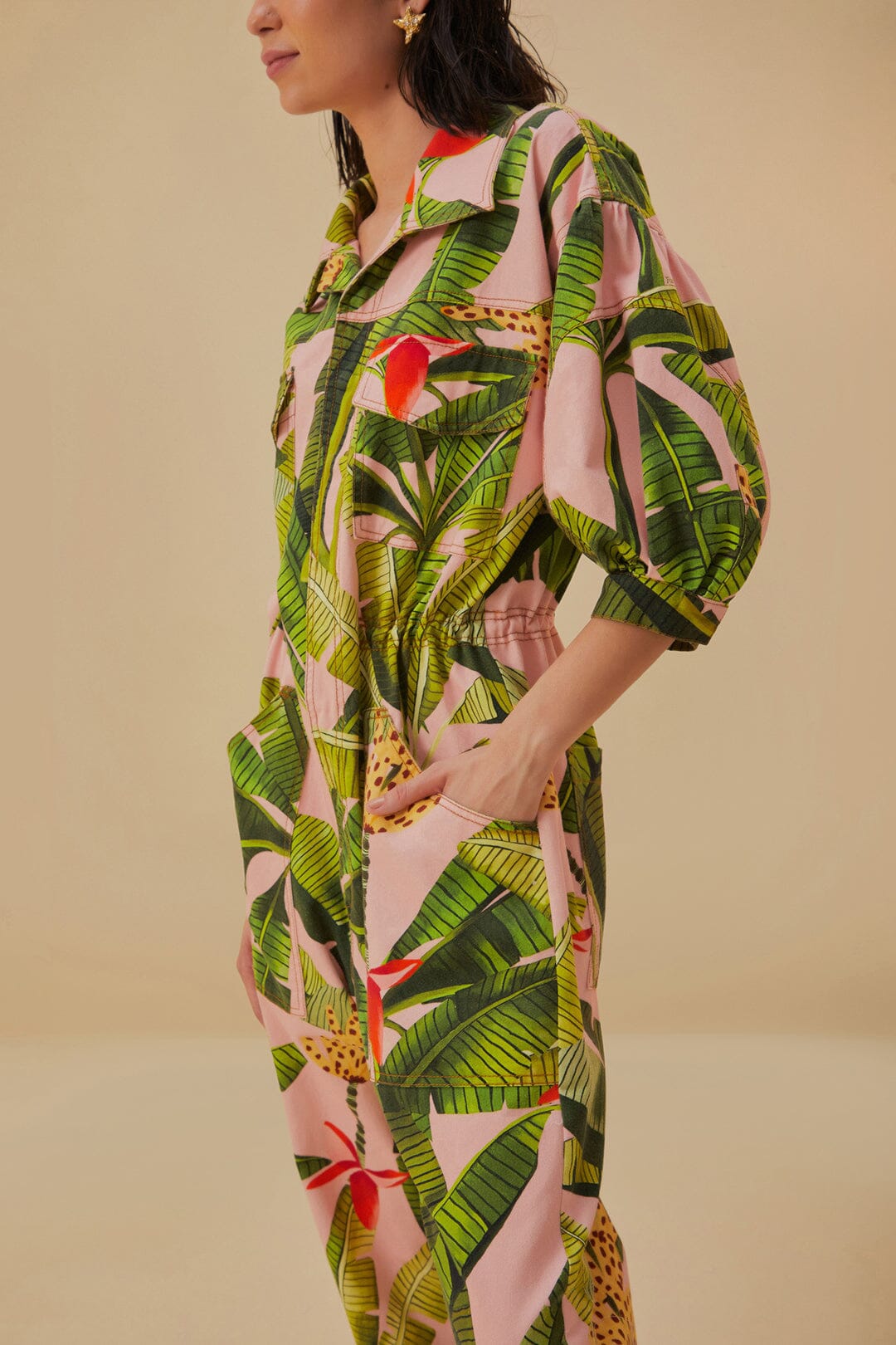 farm rio pink banana leaves maxi dress Pink Banana Leaves Sleeveless Maxi Dress ban.do