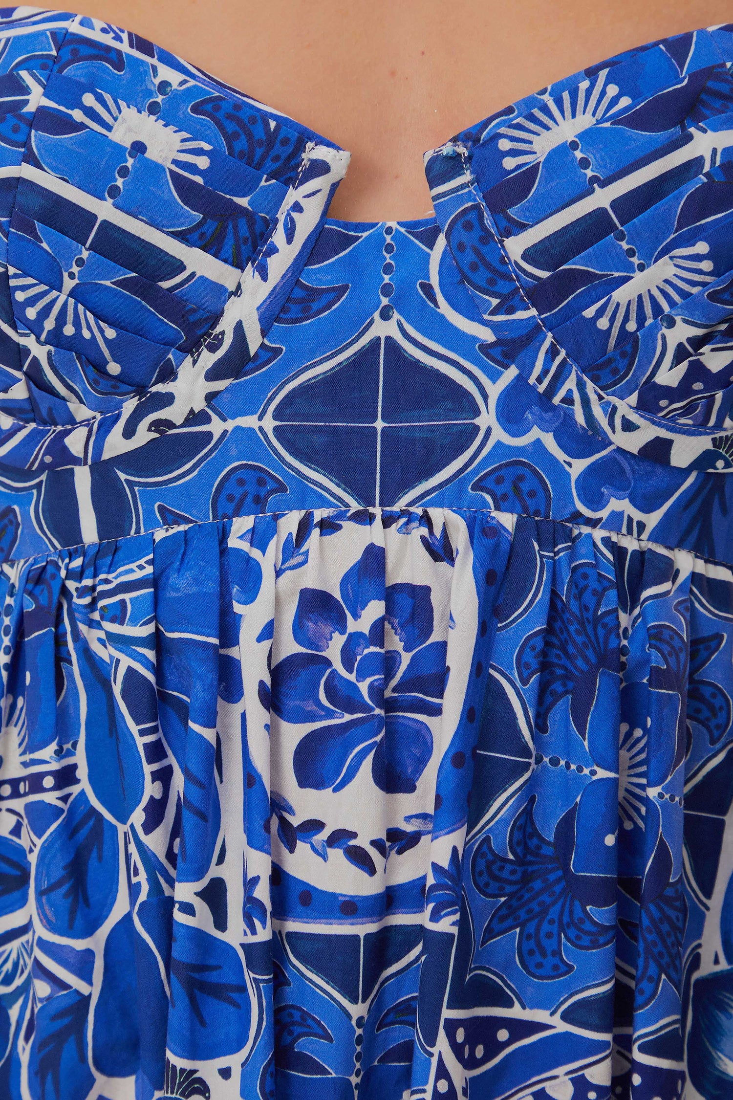 Blue Tile Dream Sleeveless Maxi Dress FARM Rio Blue Tile Dream Sleeveless Maxi Dress FARM Rio