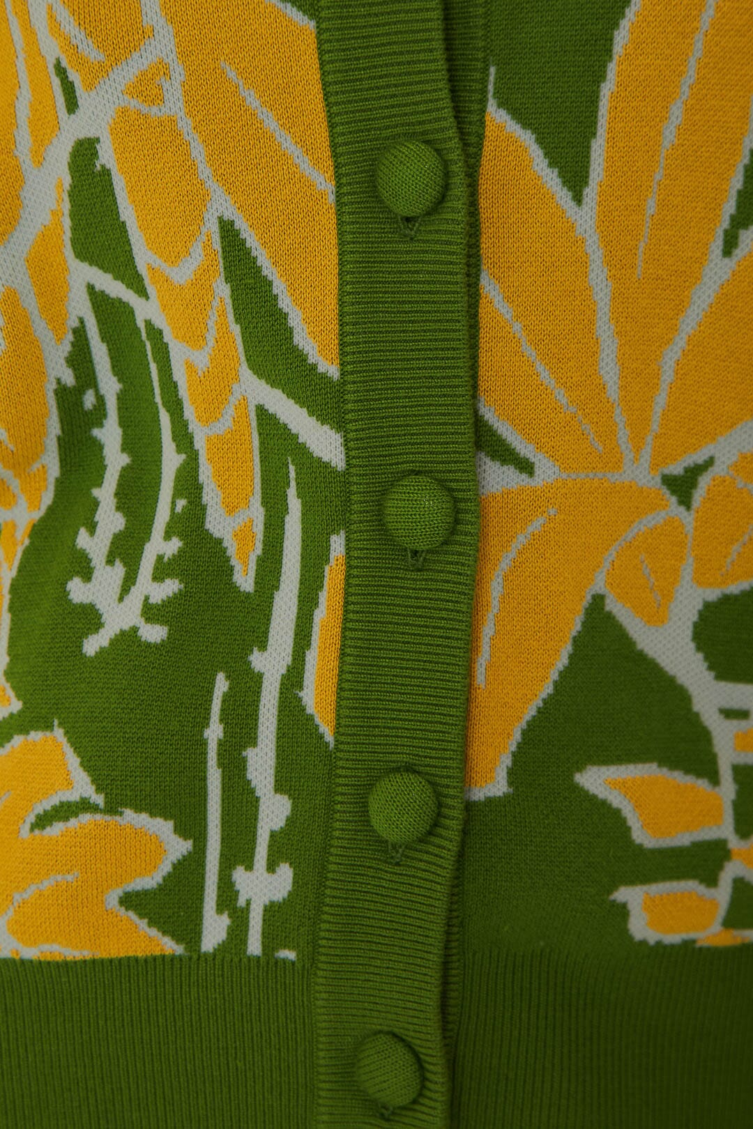 Cardigan en tricot à croquis de feuillage vert