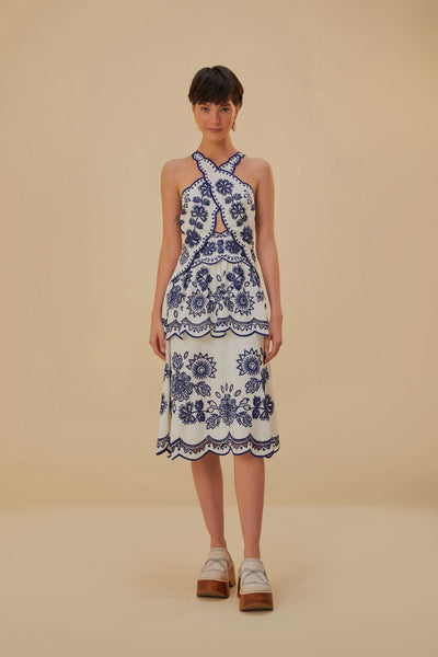 farm rio off white richilieu eyelet midi dress Farm Rio + Off White Richelieu Midi Dress