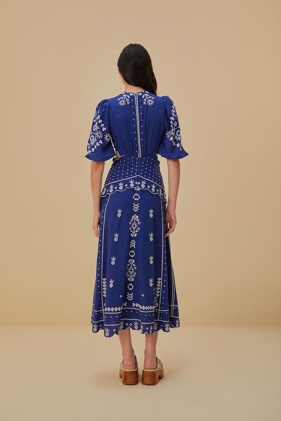 floral embroidered cut out dress Ins lace floral embroidered cut-out midi dress in Green
