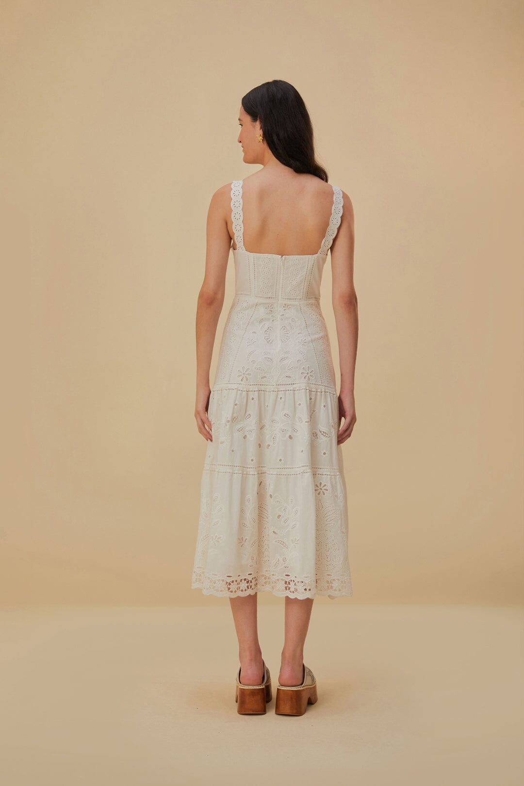 chinese dress ladies White Richelieu Sleeveless Midi Dress FARM Rio chinese dress ladies White Richelieu Sleeveless Midi Dress FARM Rio