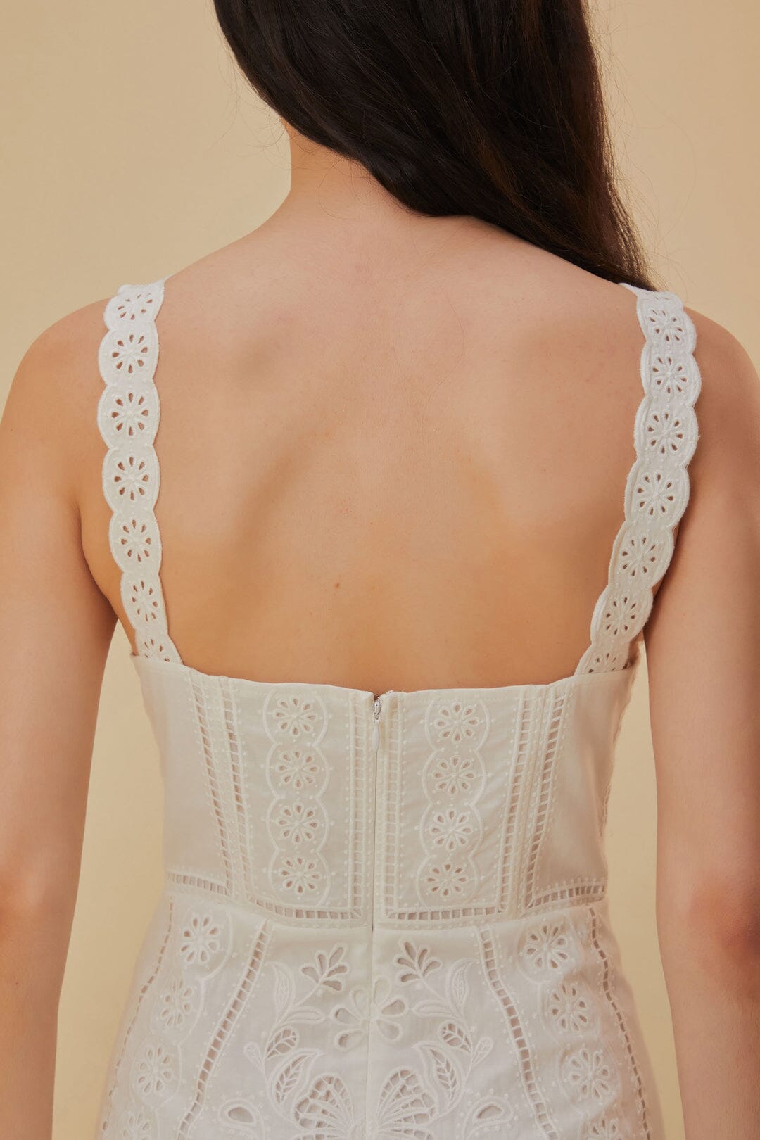 White Richelieu Sleeveless Midi Dress FARM Rio White Richelieu Sleeveless Midi Dress FARM Rio