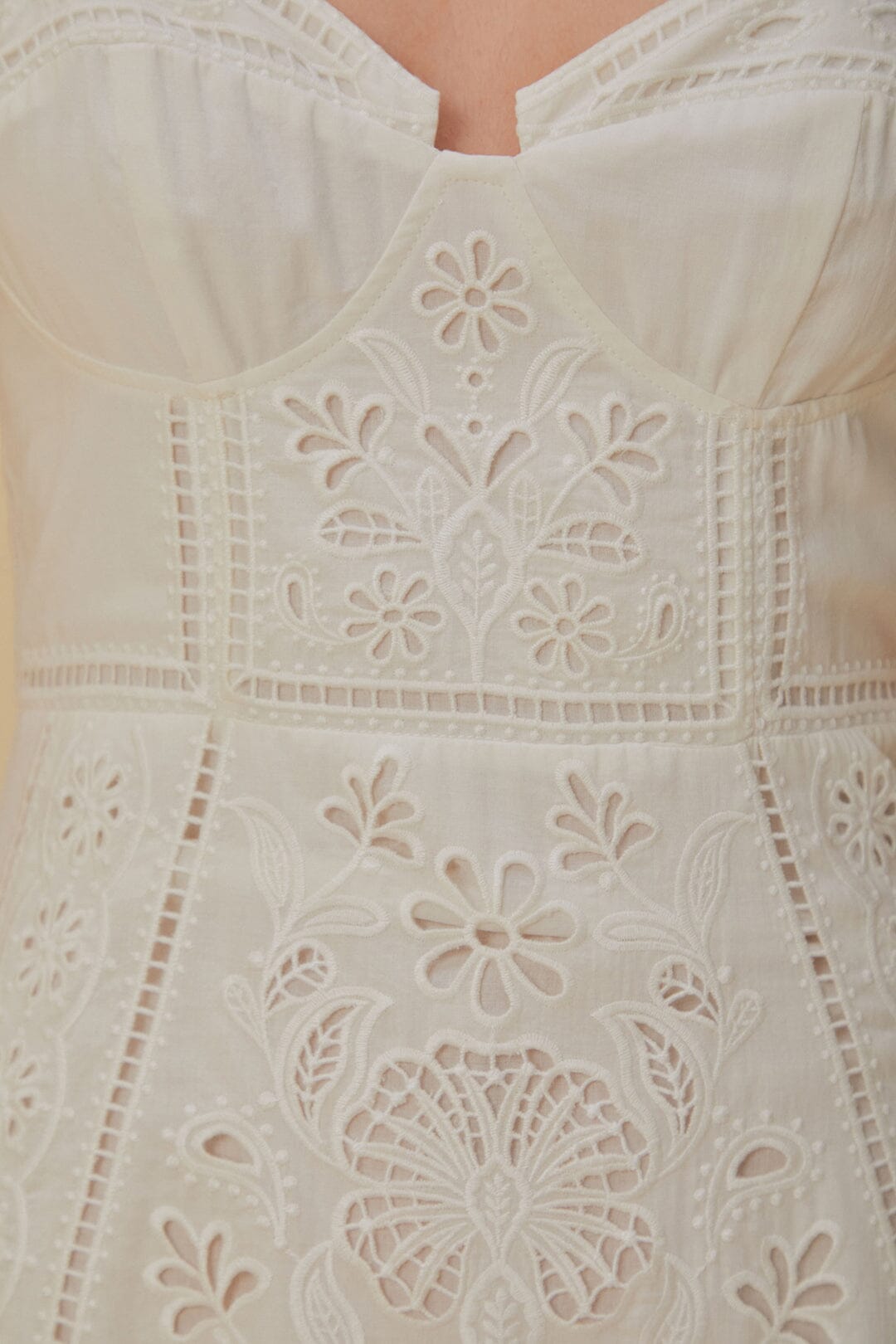 White Richelieu Sleeveless Midi Dress FARM Rio White Richelieu Sleeveless Midi Dress FARM Rio