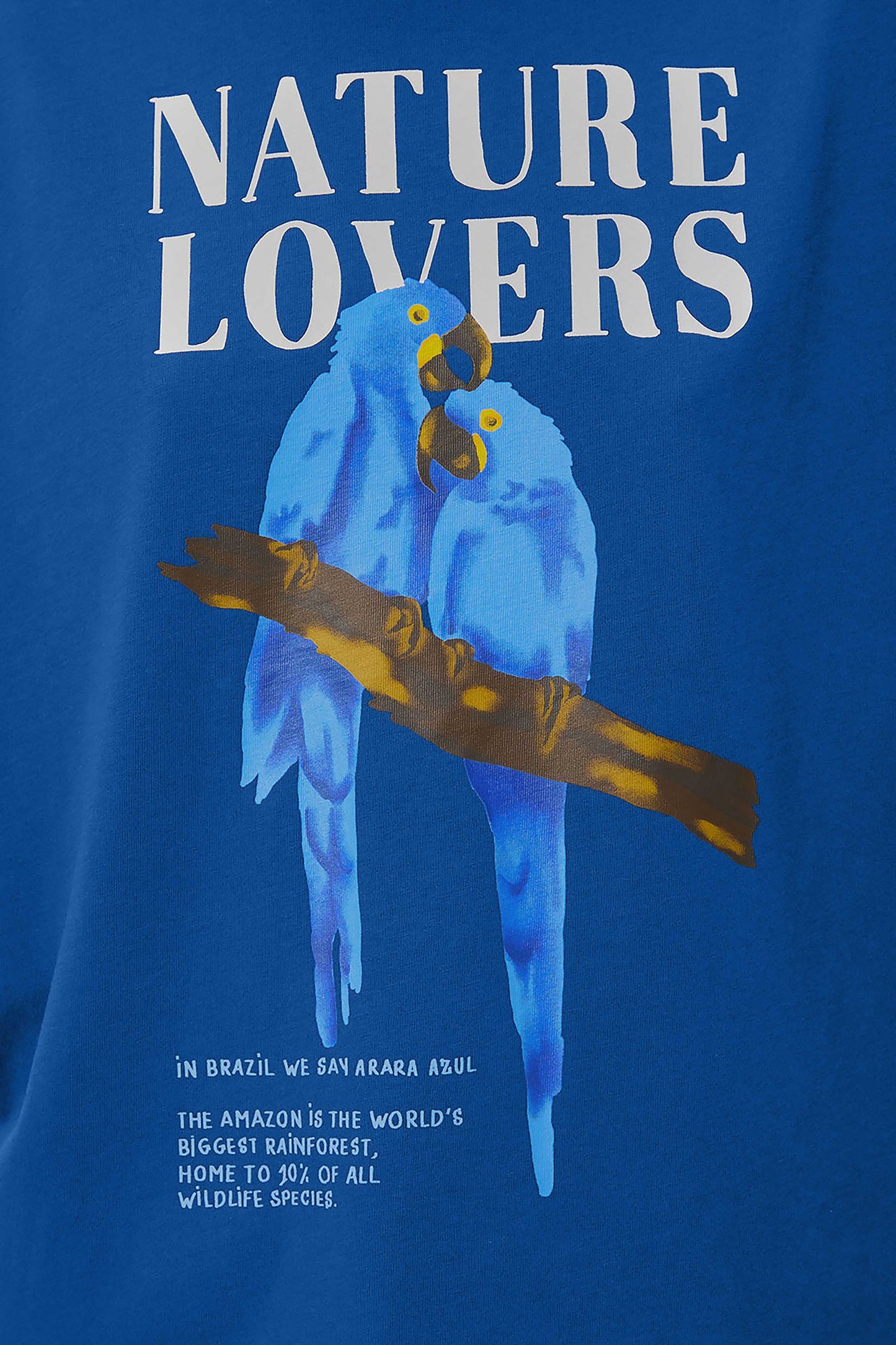 T-shirt bleu en coton biologique avec épaulettes Nature Lovers