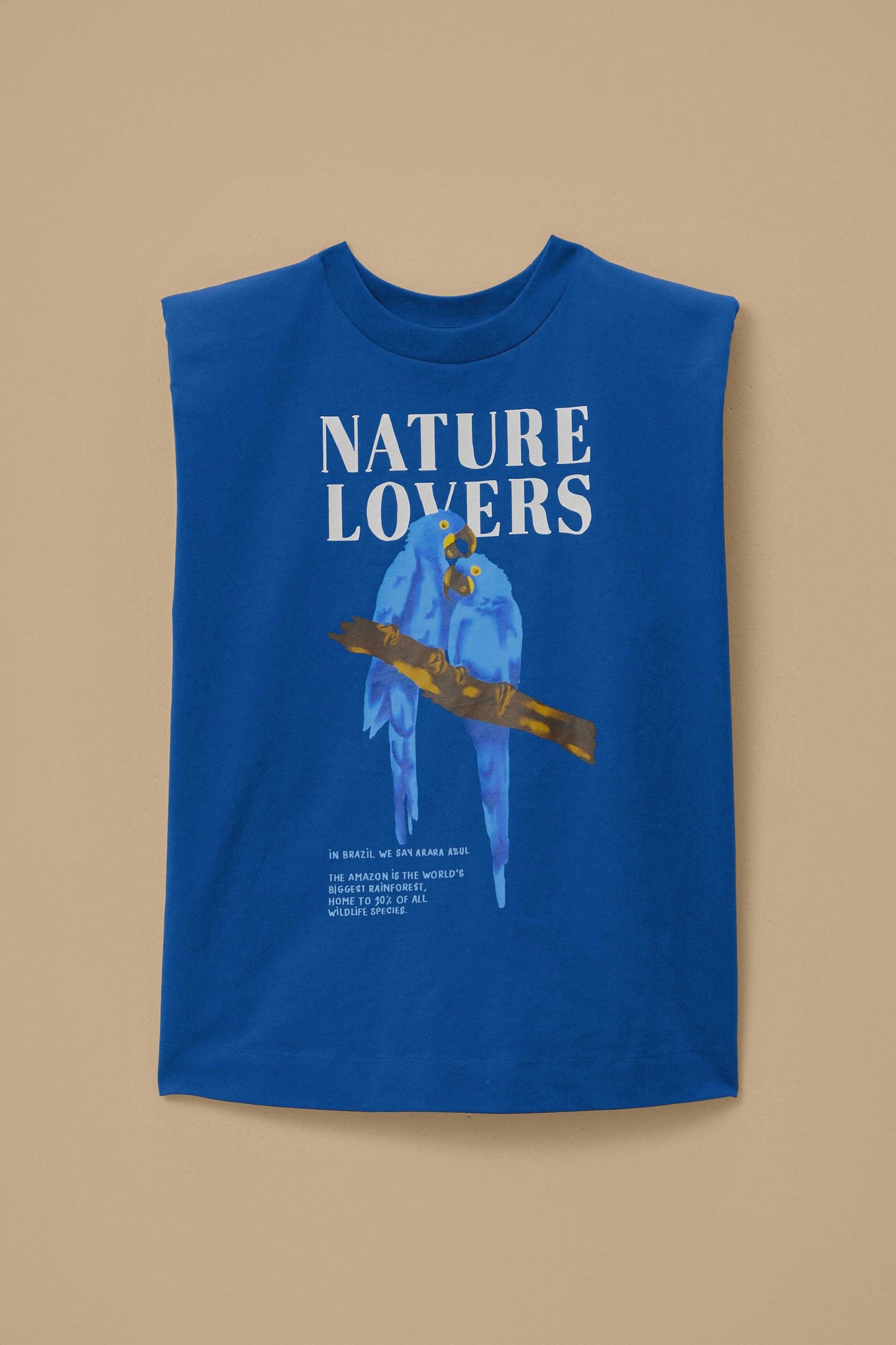 T-shirt bleu en coton biologique avec épaulettes Nature Lovers