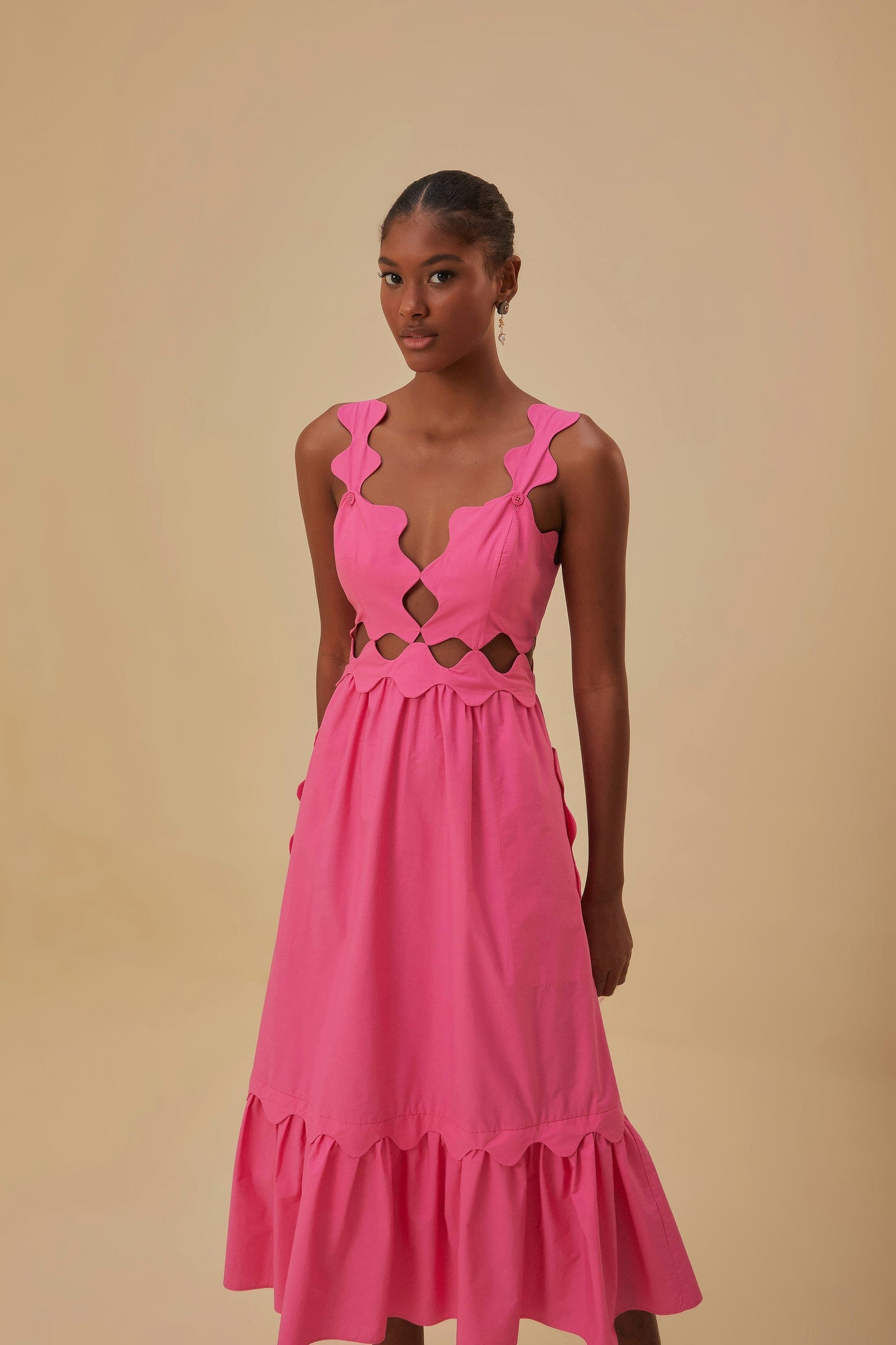 Pink Cut-Out Midi Dress – FARM Rio