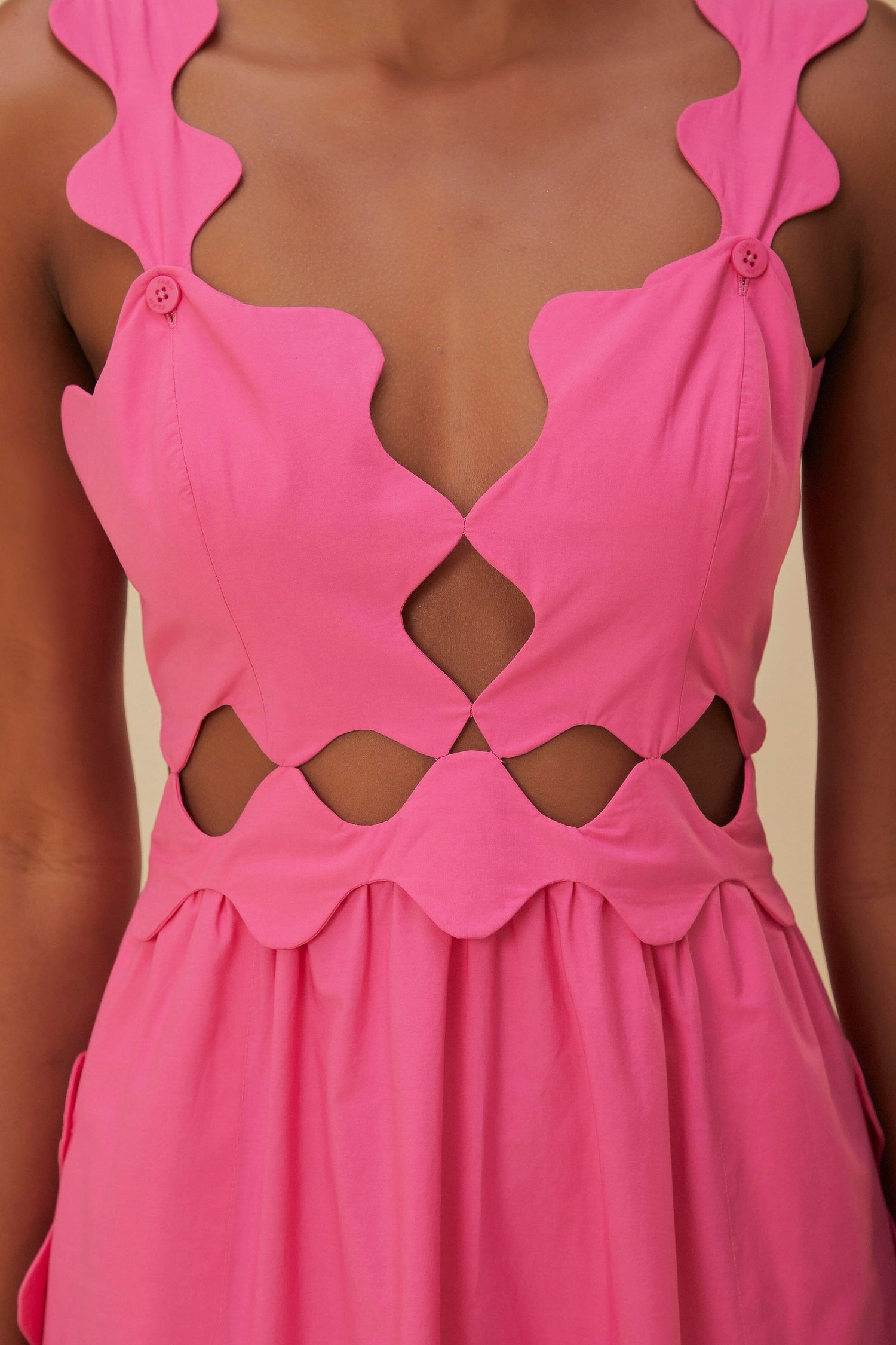 farm rio pink cut out dress Farm Rio x Anthropologie Knit Cutout Mini Dress